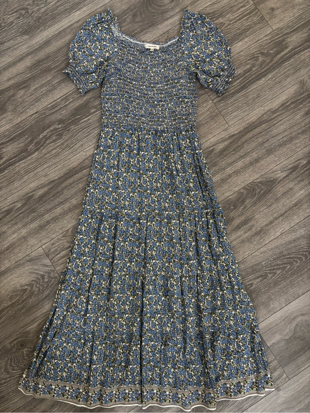Max Studio | Smocked Puff-Sleeve Floral Maxi Dress